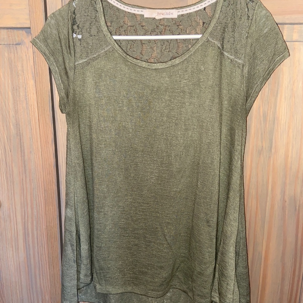 Green Tunic with Lace Detail